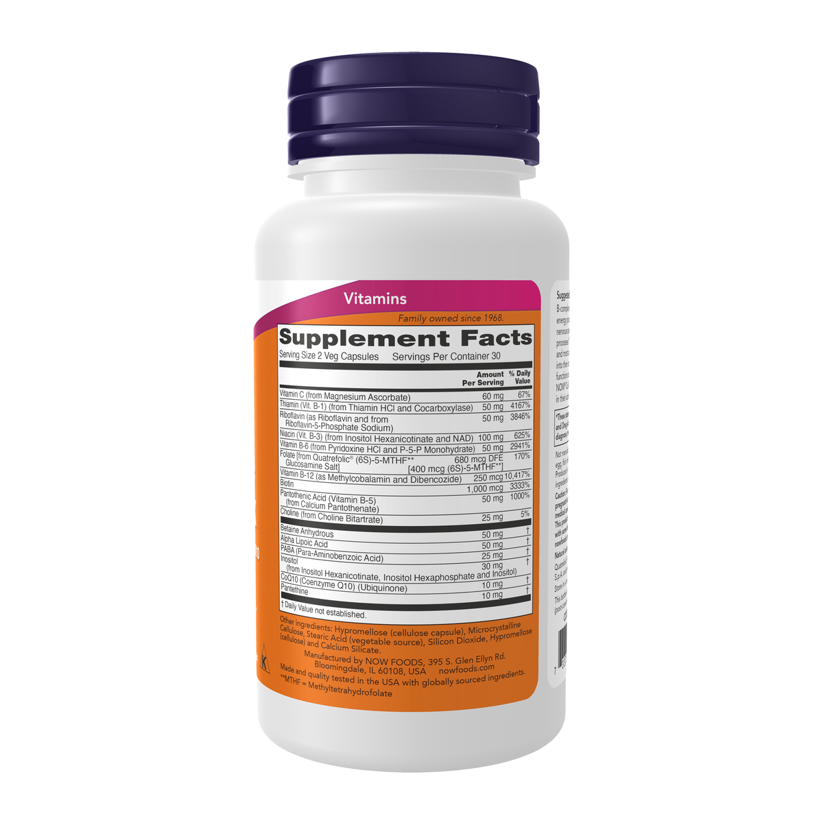 NOW Foods Co-Enzyme B-Complex - 60 Veg Capsules – Right label / Etykieta producenta