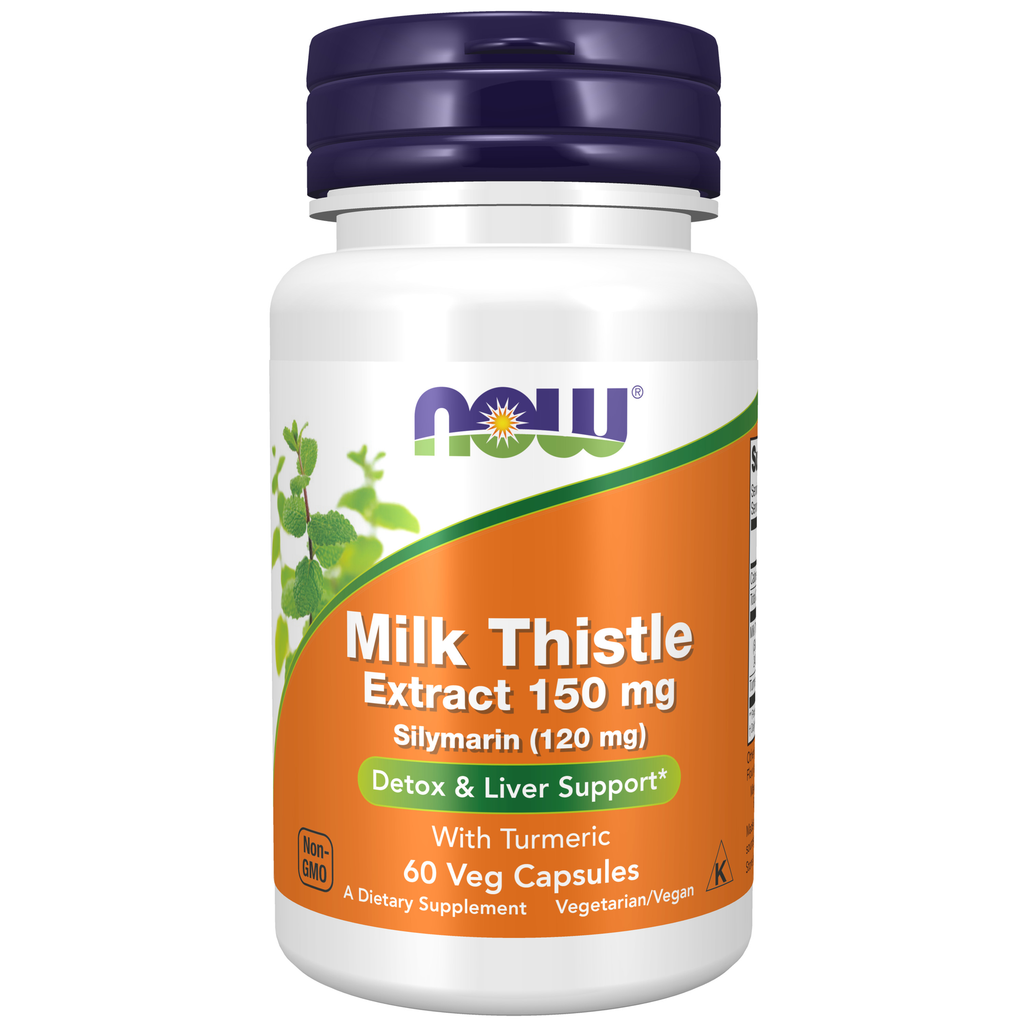 NOW Foods Milk Thistle Extract 150 mg Silymarin (120 mg) - 60 Veg Capsules / ostropest plamisty ekstrakt 150 mg Silymarin (120 mg) - 60 kapsułek roślinnych