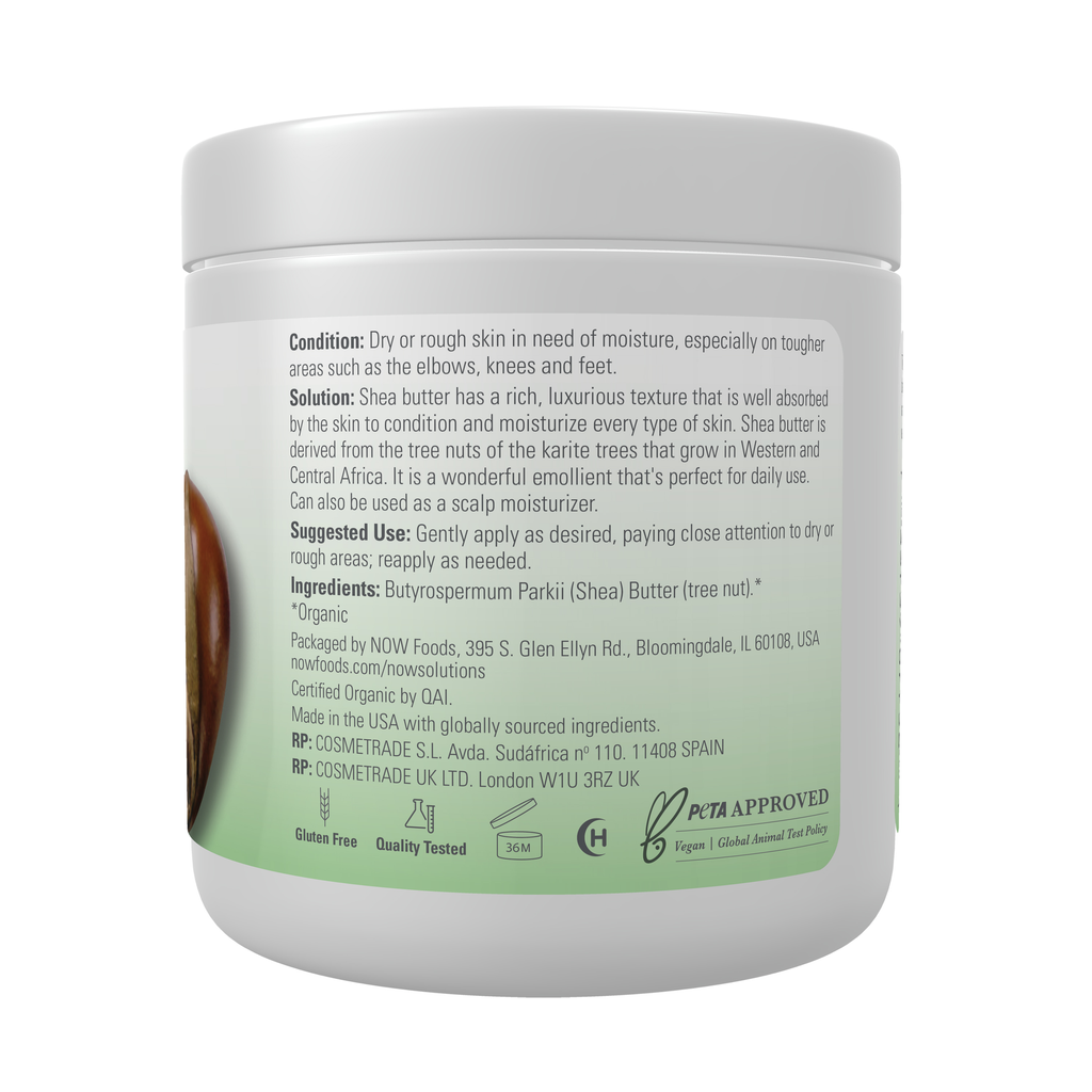 NOW Foods Shea Butter, Organic & Pure - 7 oz. – Right label / Etykieta producenta