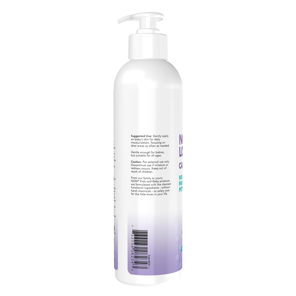 NOW Foods Nourishing Baby Lotion, Calming Lavender - 8 fl. oz. – Label details / Etykieta producenta