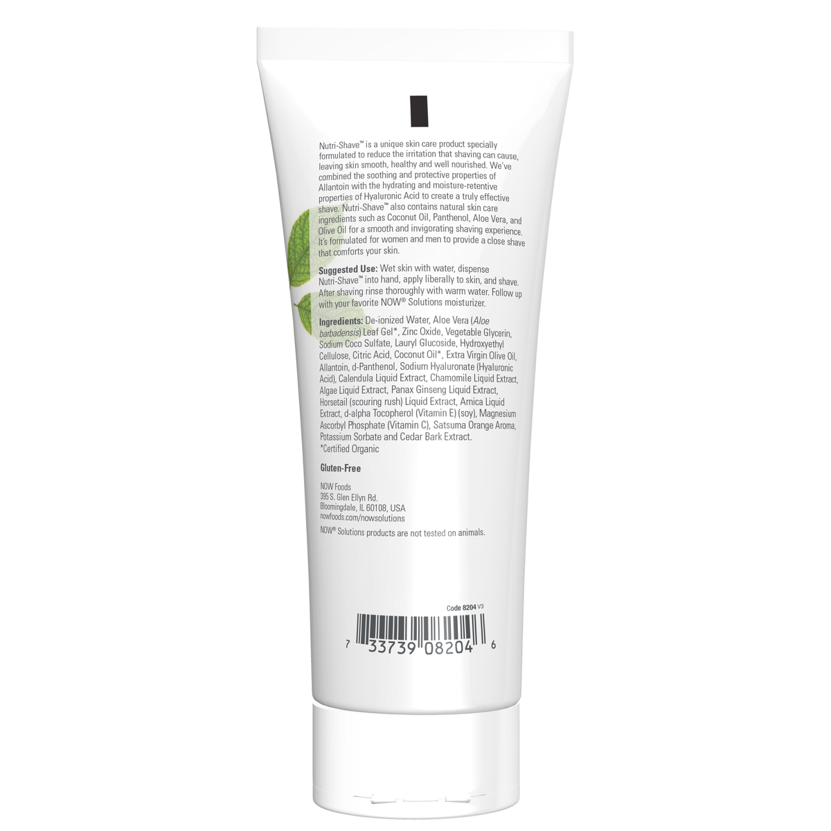 NOW Foods Nutri-Shave™ Shave Cream - 8 fl. oz. – Back label / Etykieta producenta