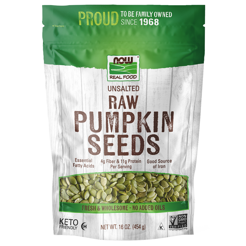 NOW Foods Pumpkin Seeds, Raw & Unsalted - 16 oz. / pestki dyni, surowe i niesolone - 16 oz.