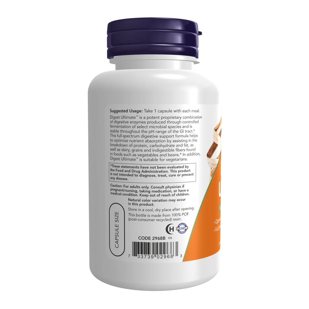 NOW Foods Digest Ultimate™ - 120 Veg Capsules – Left label / Etykieta producenta
