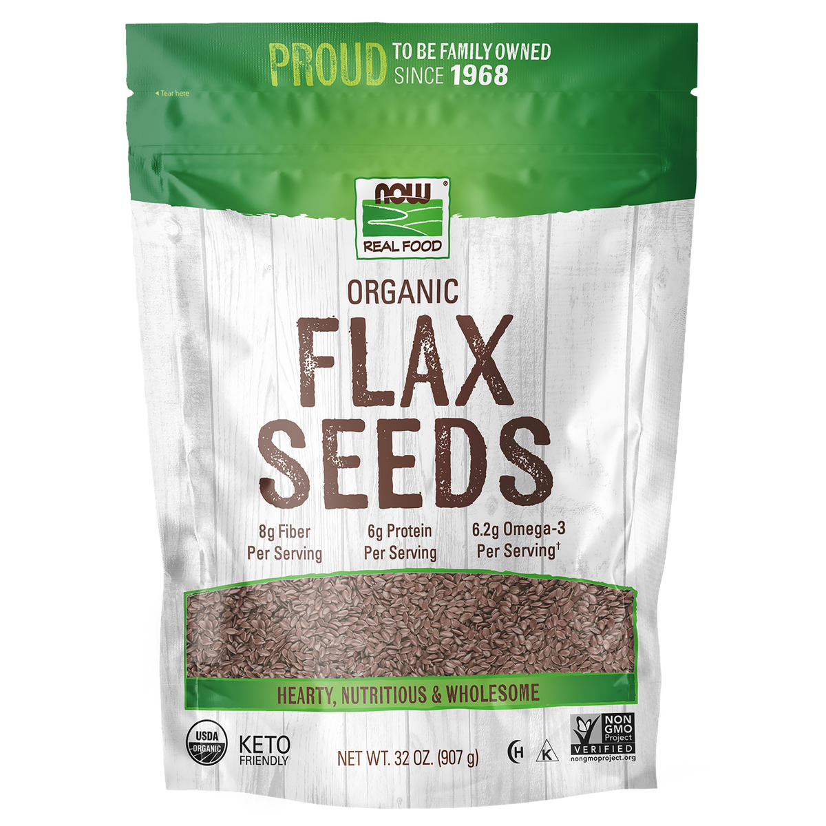 NOW Foods Flax Seeds, Organic - 2 lbs. / nasiona lnu, produkt ekologiczny - 2 lb