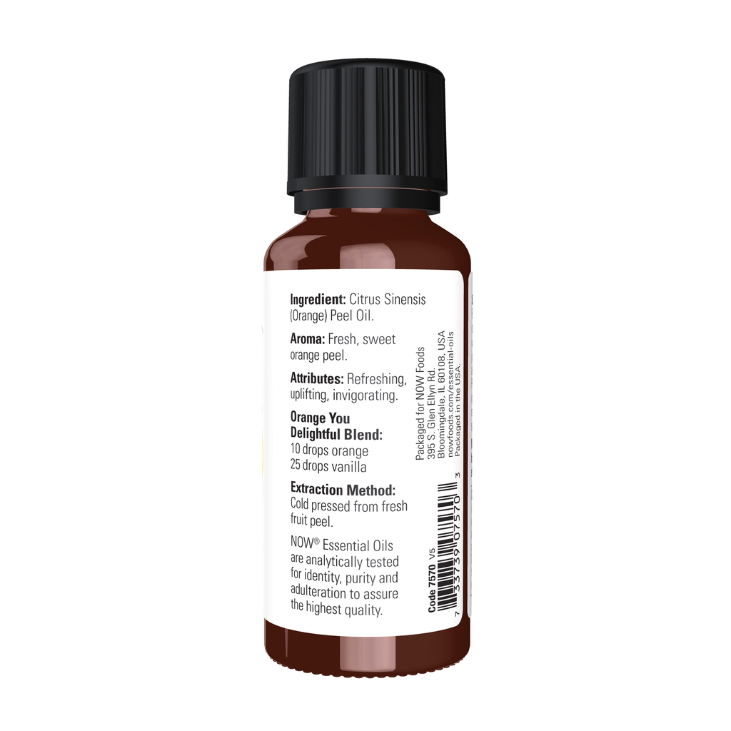 NOW Foods Orange Oil - 1 fl. oz. – Right label / Etykieta producenta