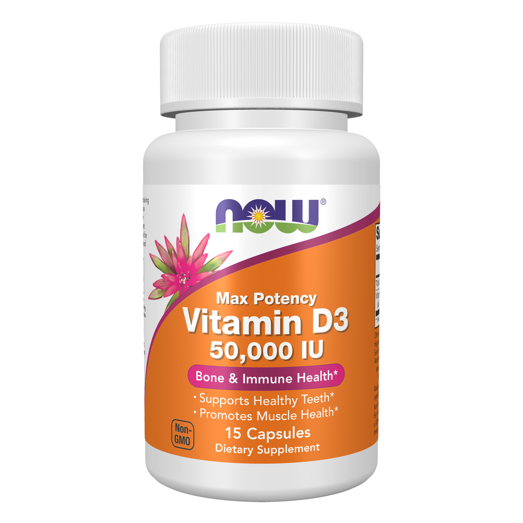 NOW Foods Vitamin D-3 50,000 IU - 15 Veg Capsules / witamina D-3 50,000 j.m. - 15 kapsułek roślinnych