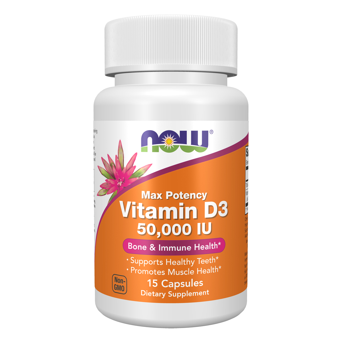 NOW Foods Vitamin D-3 50,000 IU - 15 Veg Capsules / witamina D-3 50,000 j.m. - 15 kapsułek roślinnych