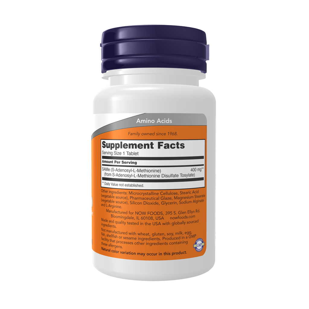 NOW Foods SAMe 400 mg - 30 Tablets – Right label / Etykieta producenta