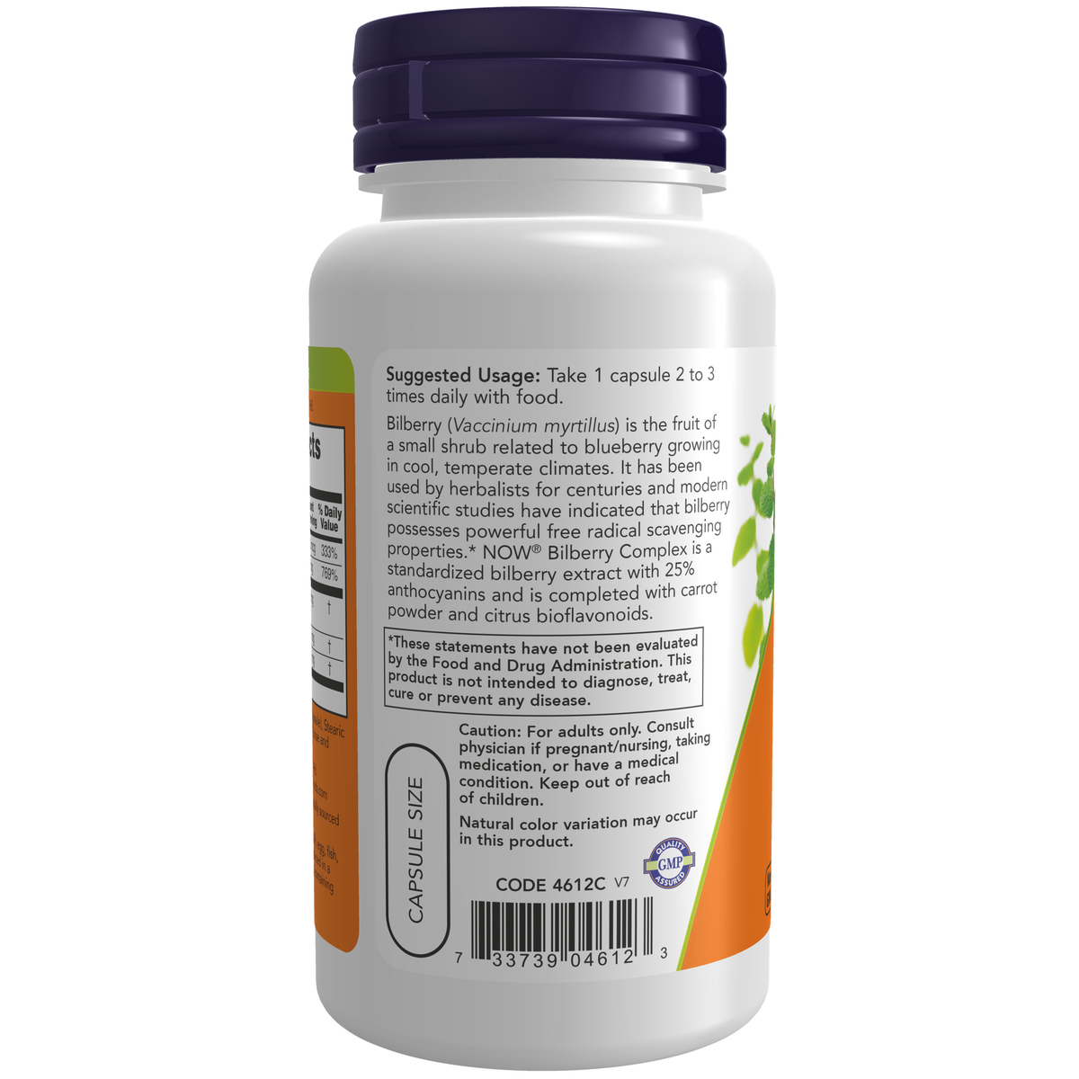 NOW Foods Bilberry Complex - 100 Veg Capsules – Label details / Etykieta producenta