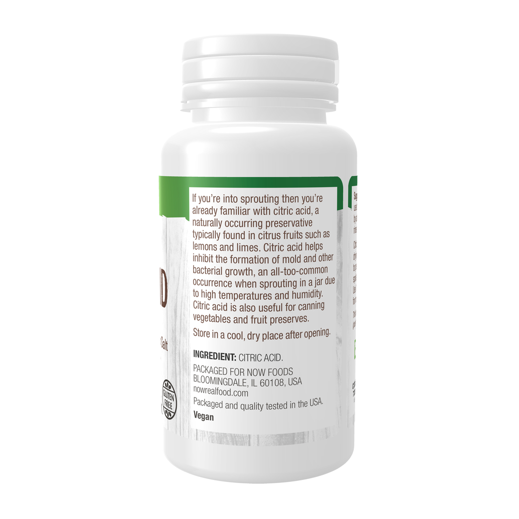 NOW Foods Citric Acid - 4 oz. – Right label / Etykieta producenta