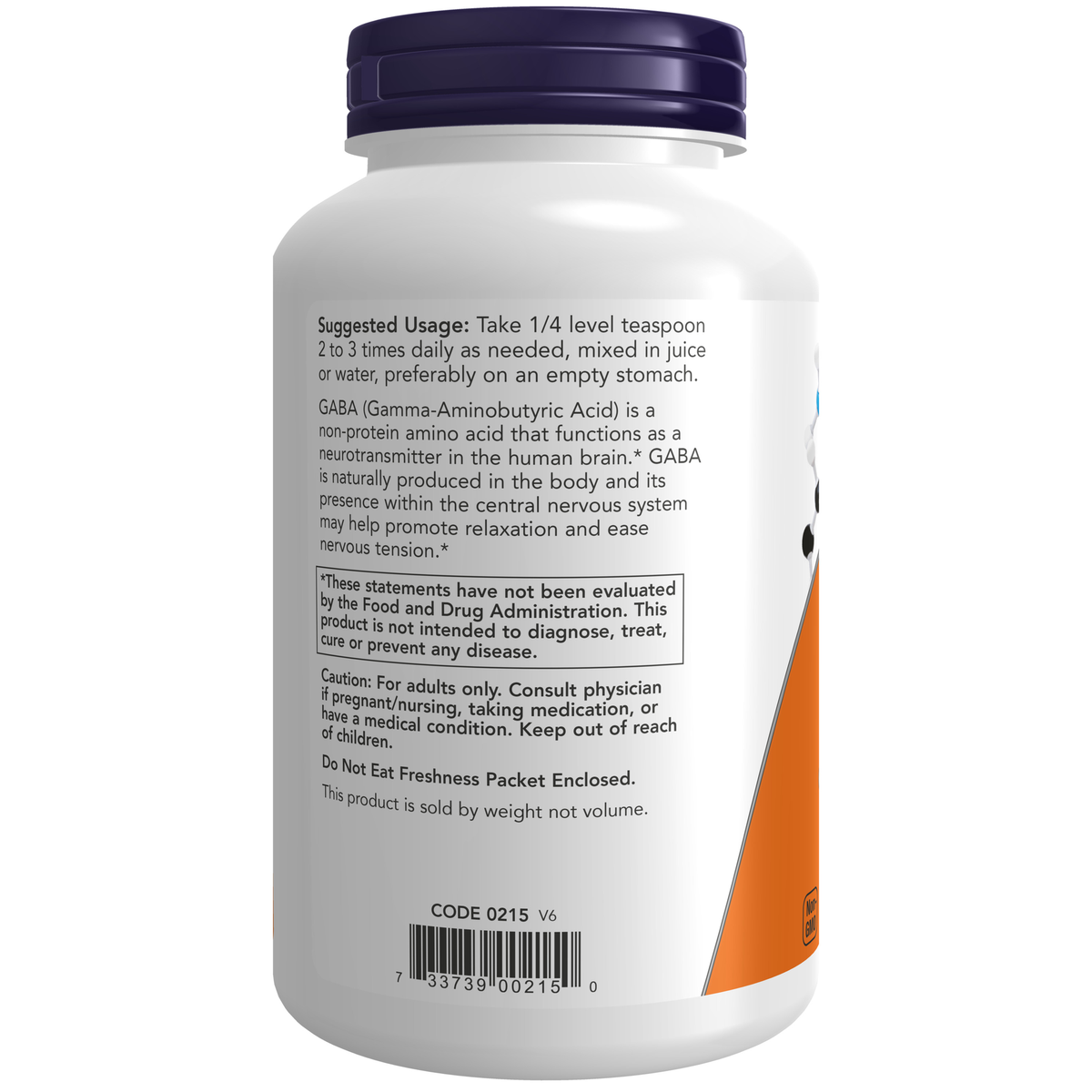 NOW Foods GABA Powder - 6 oz. – Label details / Etykieta producenta