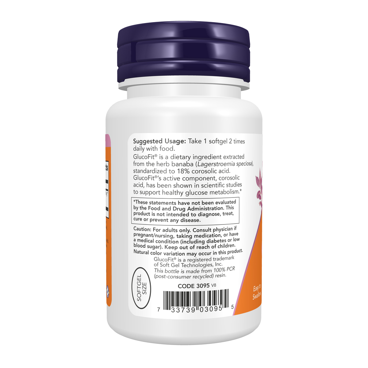 NOW Foods GlucoFit&reg; - 60 Softgels – Left label / Etykieta producenta