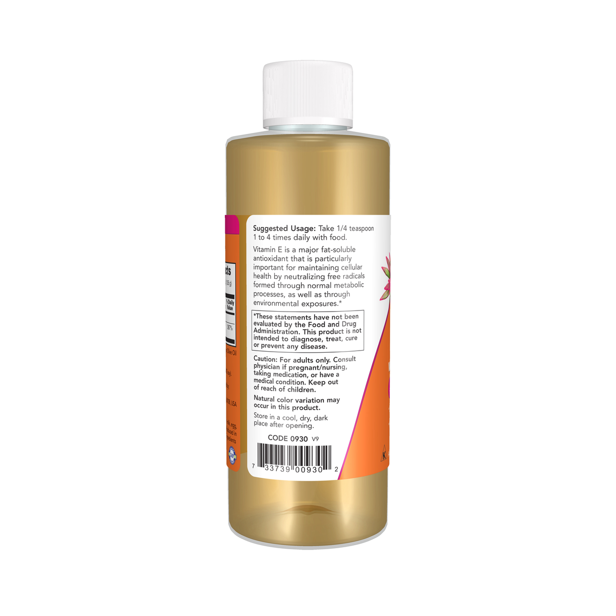 NOW Foods E-Oil - 4 fl. oz. – Left label / Etykieta producenta