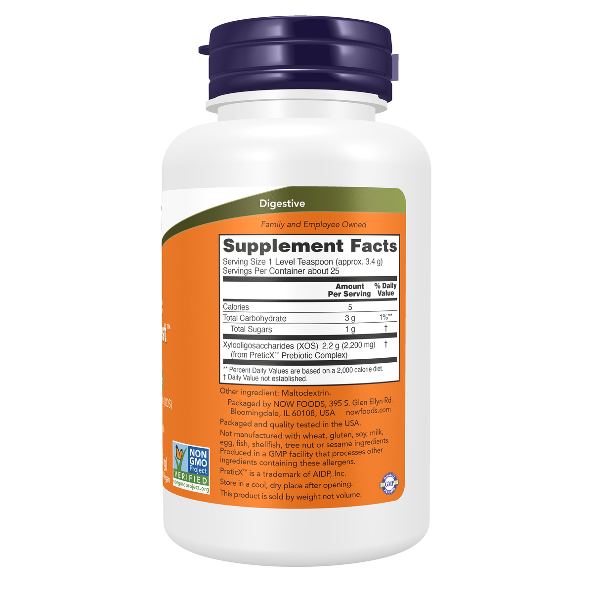 NOW Foods Prebiotic Bifido Boost™ Powder - 3 oz. – Right label / Etykieta producenta