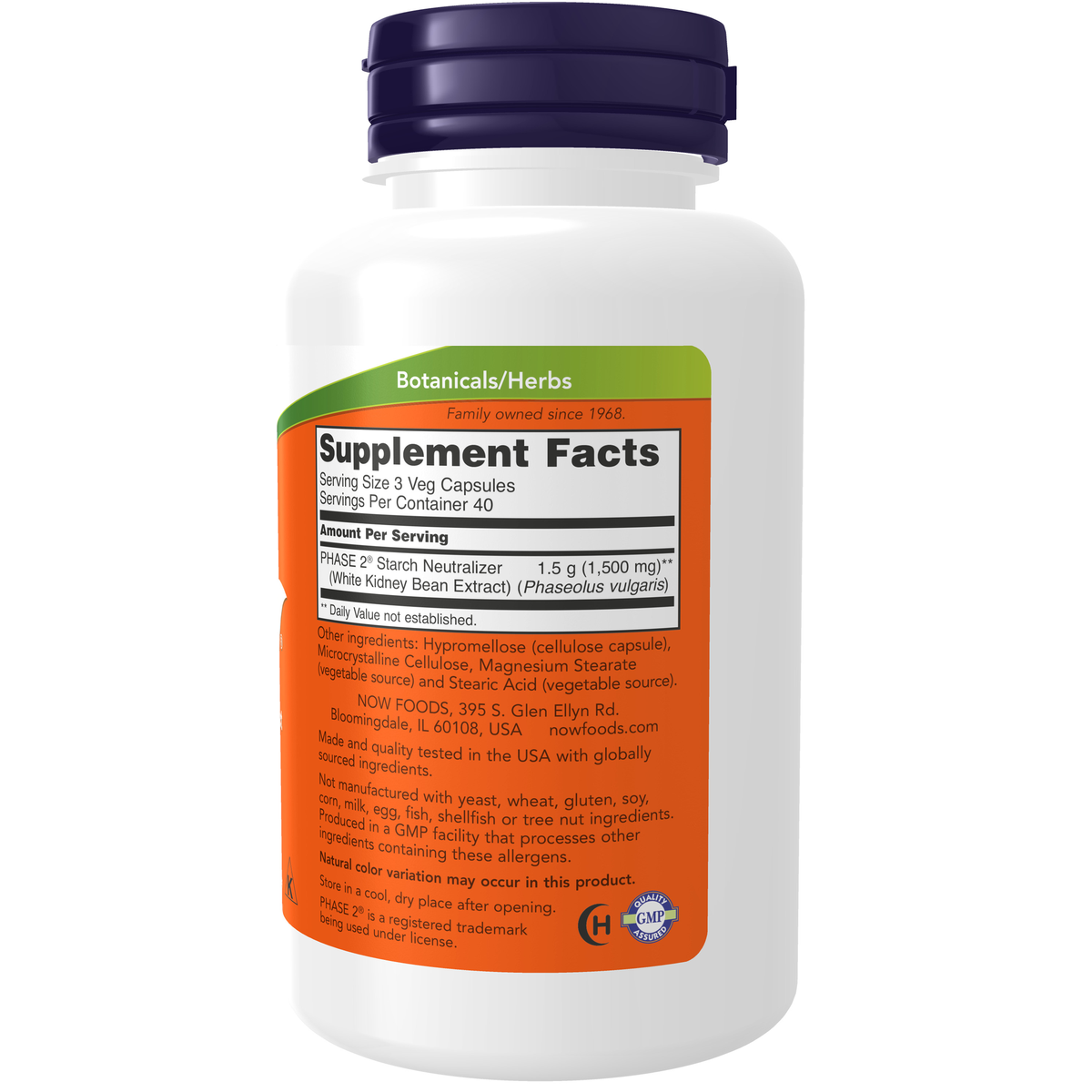NOW Foods Phase 2 500 mg - 120 Veg Capsules – Label details / Etykieta producenta