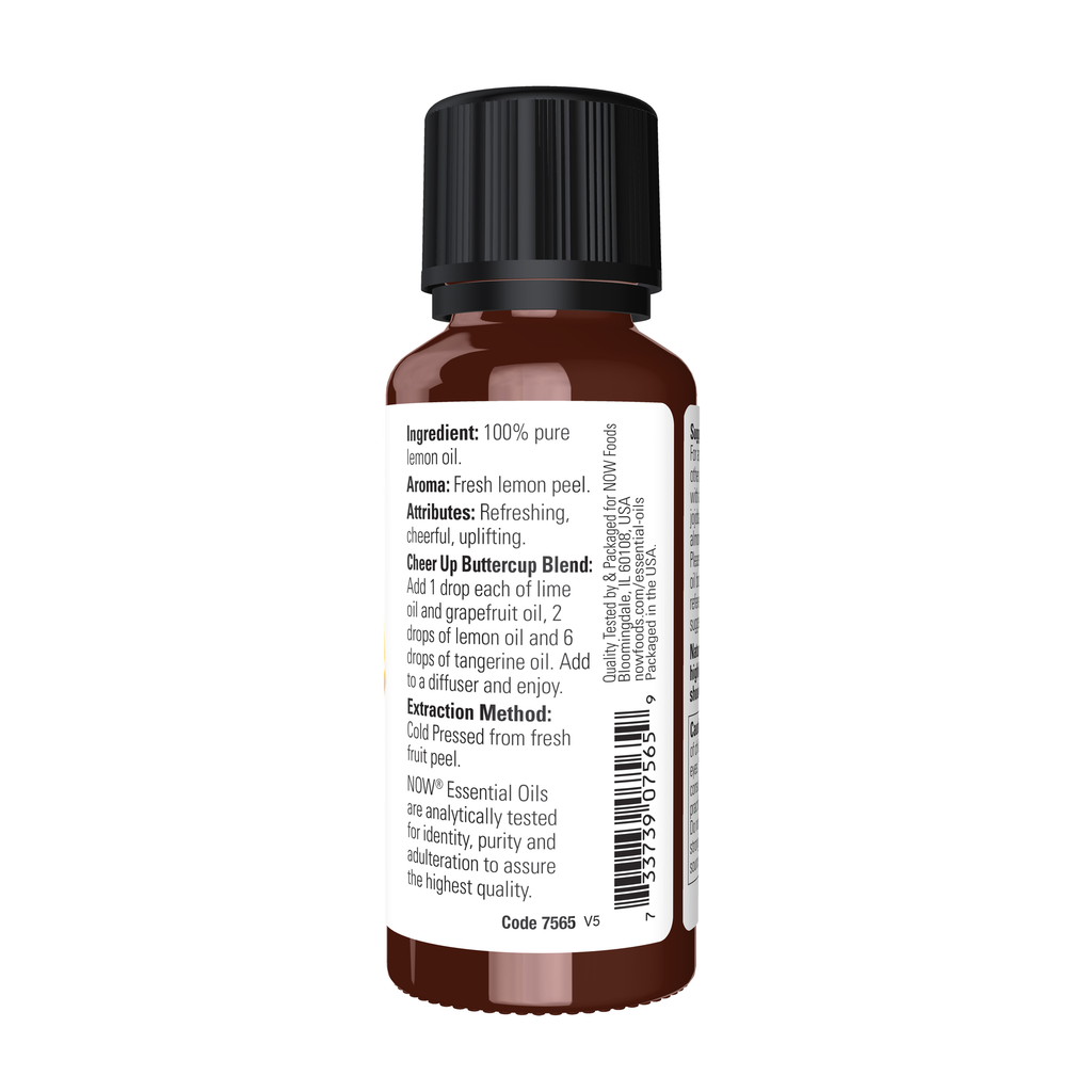 NOW Foods Lemon Oil - 1 oz. – Right label / Etykieta producenta