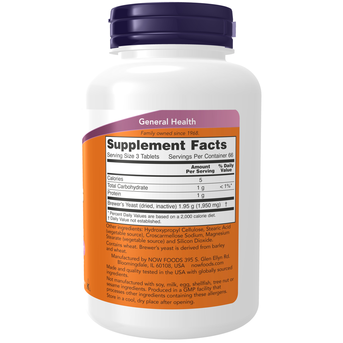 NOW Foods Brewer's Yeast 650 mg - 200 Tablets – Label details / Etykieta producenta