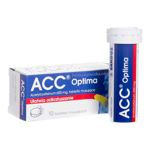 ACC Optima 600mg 10 Mucolytic Effervescent Tablets