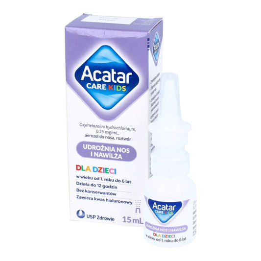 Acatar Care Kids 15ml side panel with instructions