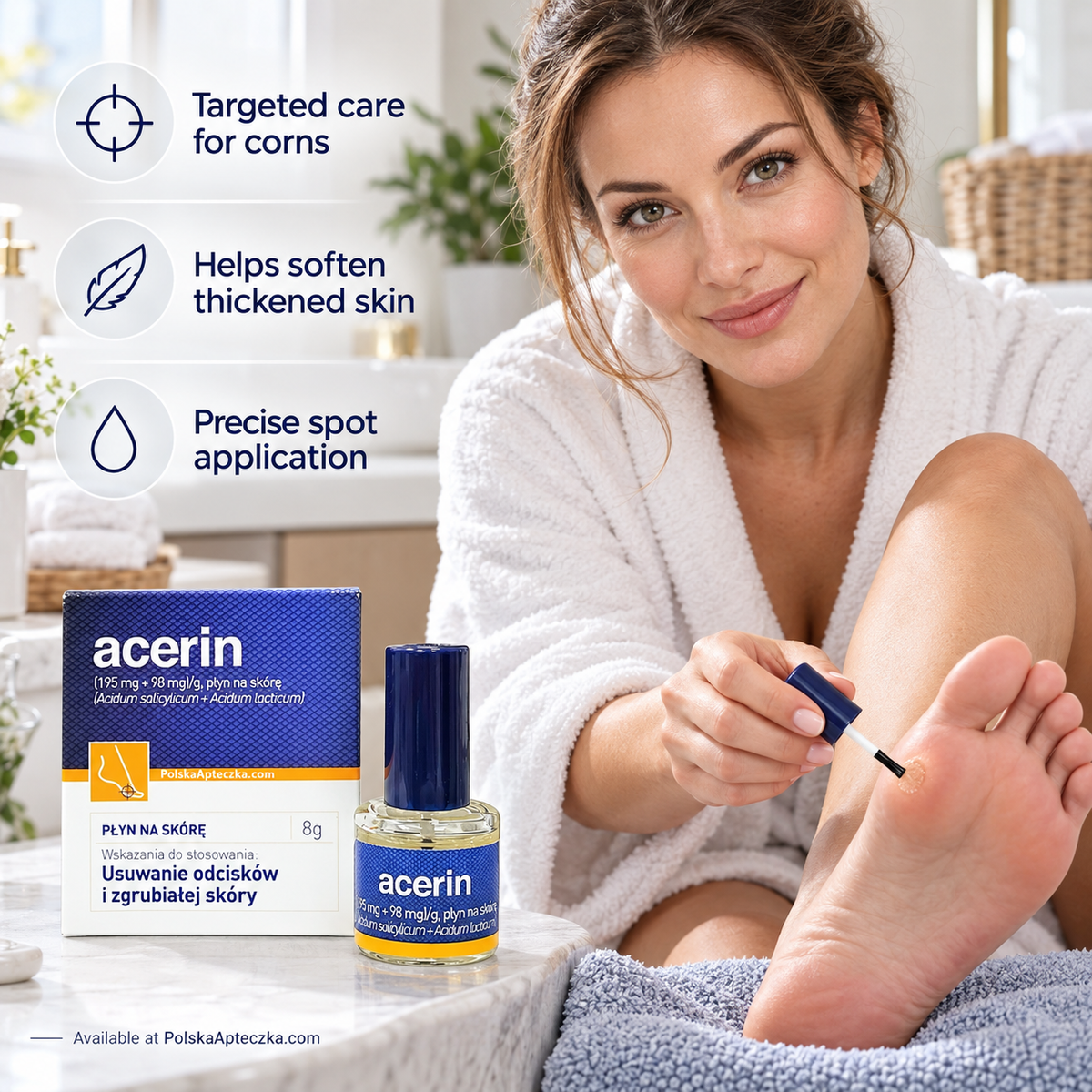 Acerin 8 g corn and callus removal skin liquid with salicylic acid and lactic acid by Aflofarm Lifestyle
