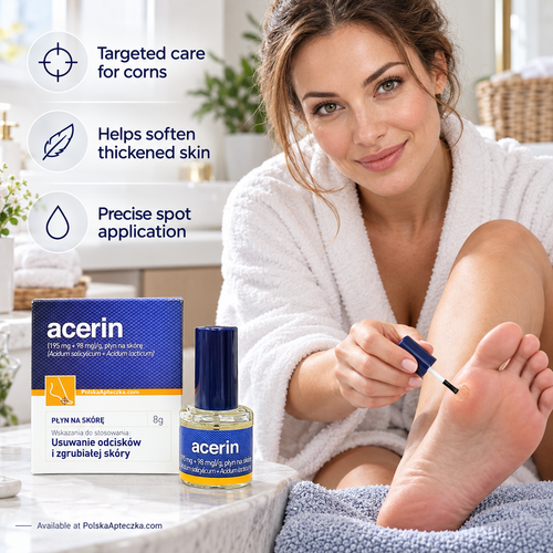 Acerin 8 g corn and callus removal skin liquid with salicylic acid and lactic acid by Aflofarm Lifestyle