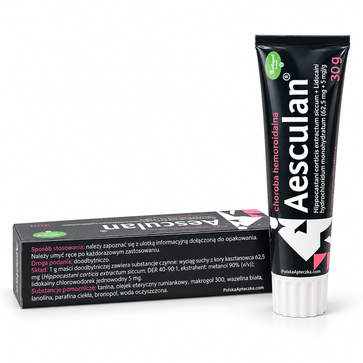 Aesculan hemorrhoid rectal ointment with lidocaine and horse chestnut extract 30 g Herbapol Poznan Instructions