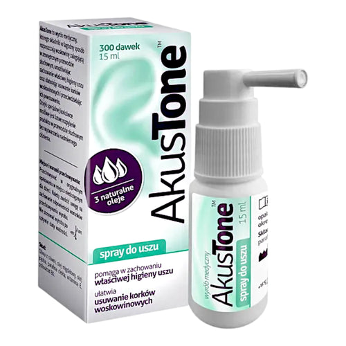 AkusTone Ear Spray for Ear Wax Removal with Natural Oils 15ml 300 Doses