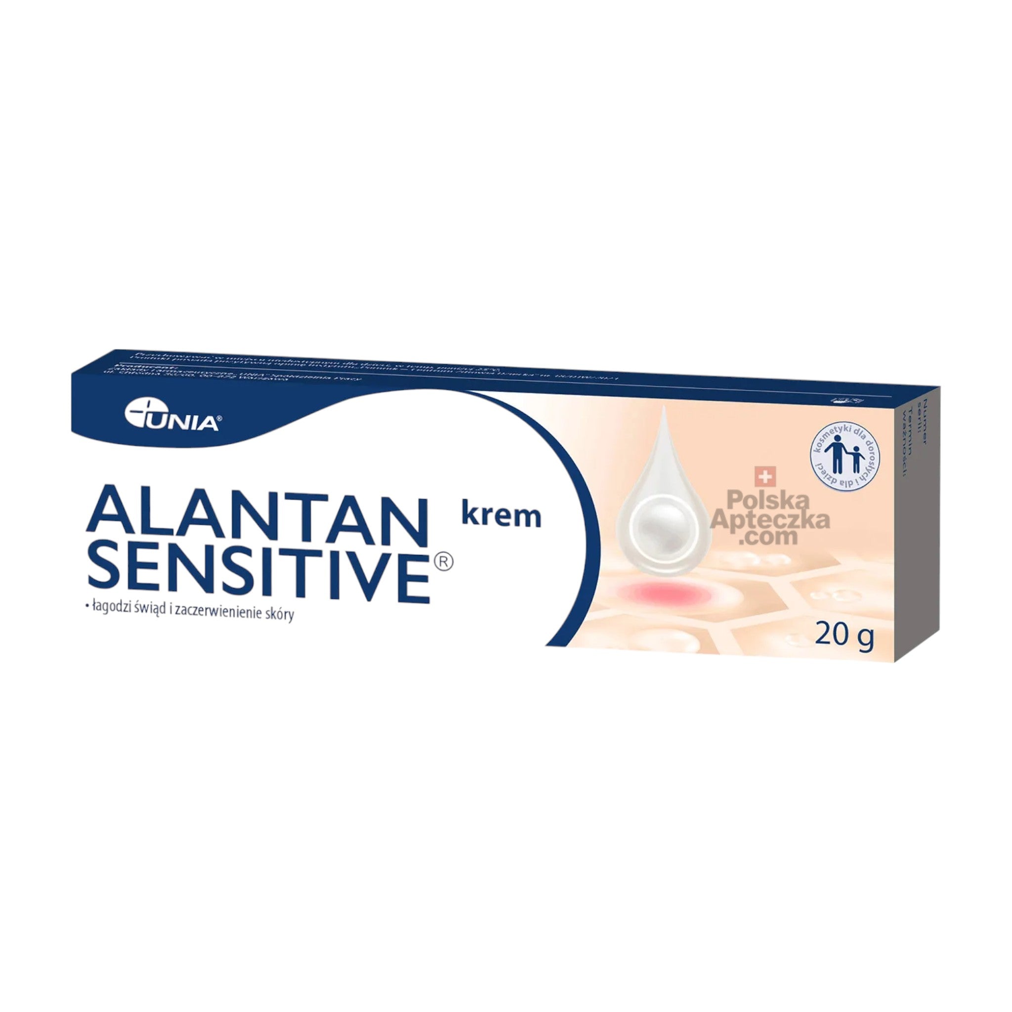 Alantan Sensitive Krem 20g – tubka i opakowanie, łagodzący krem na podrażnienia