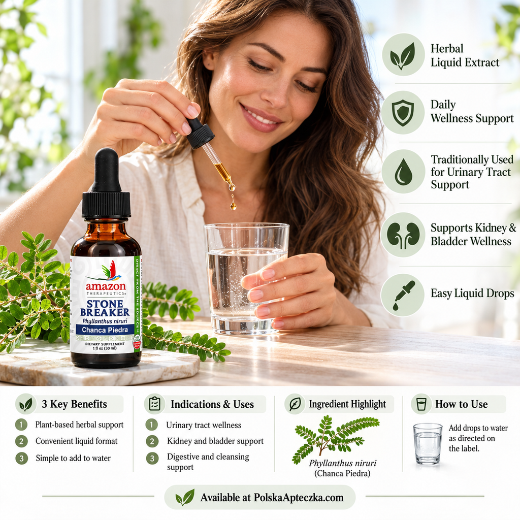 Amazon Therapeutics Stone Breaker Chanca Piedra Phyllanthus niruri liquid herbal drops 30 ml Infographic