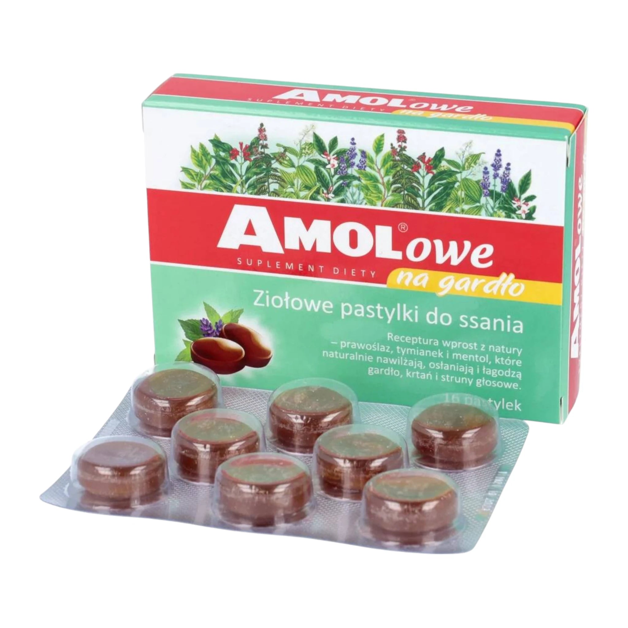 Amolowe Herbal Throat Lozenges 16 Pastilles blisterpack