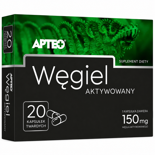Apteo Activated Charcoal 150 mg 20 Hard Capsules