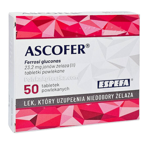 Ascofer Iron Tablets 50 Ferrous Gluconate 23.2 mg Iron