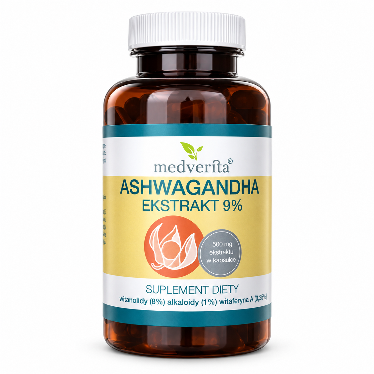 Ashwagandha Extract 9% 500 mg – 40 mg Withanolides, Medverita