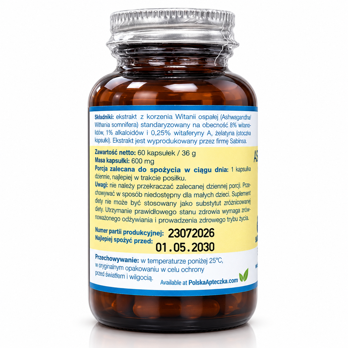 Ashwagandha Root Extract 500 mg 9% Standardized – 60 Capsules, Medverita Ingredients