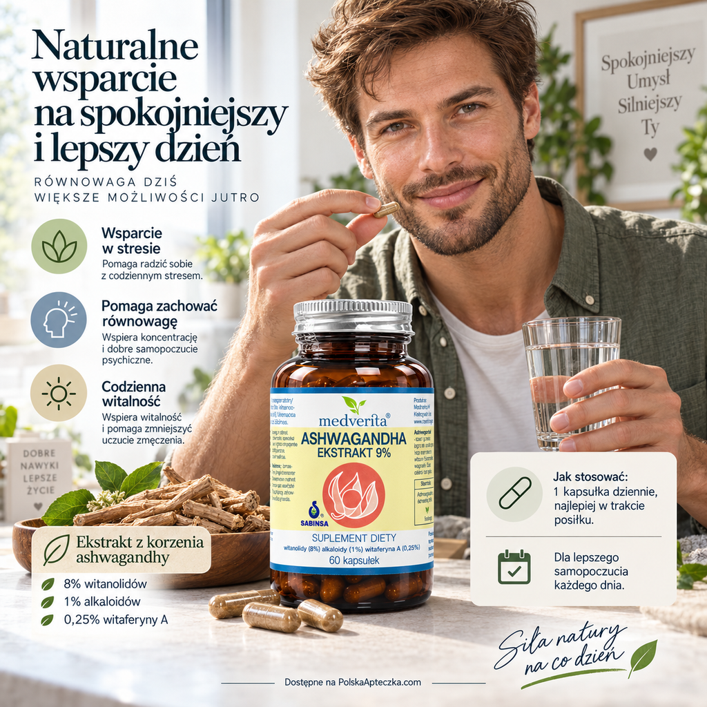 Ashwagandha Root Extract 500 mg 9% Standardized 60 Capsules, Medverita Lifestyle PL