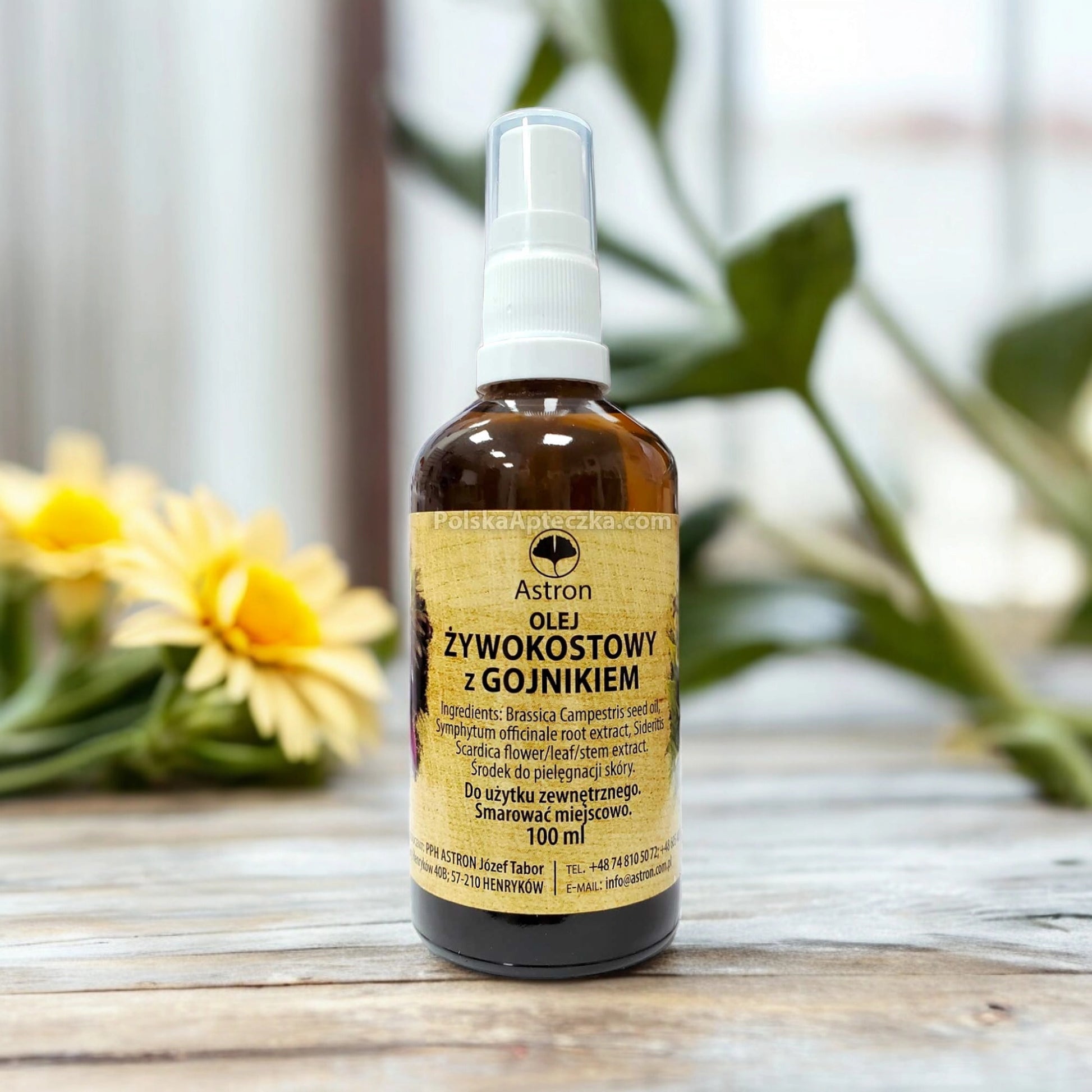 Astron Comfrey Oil with Sideritis 100 ml spray bottle for topical use