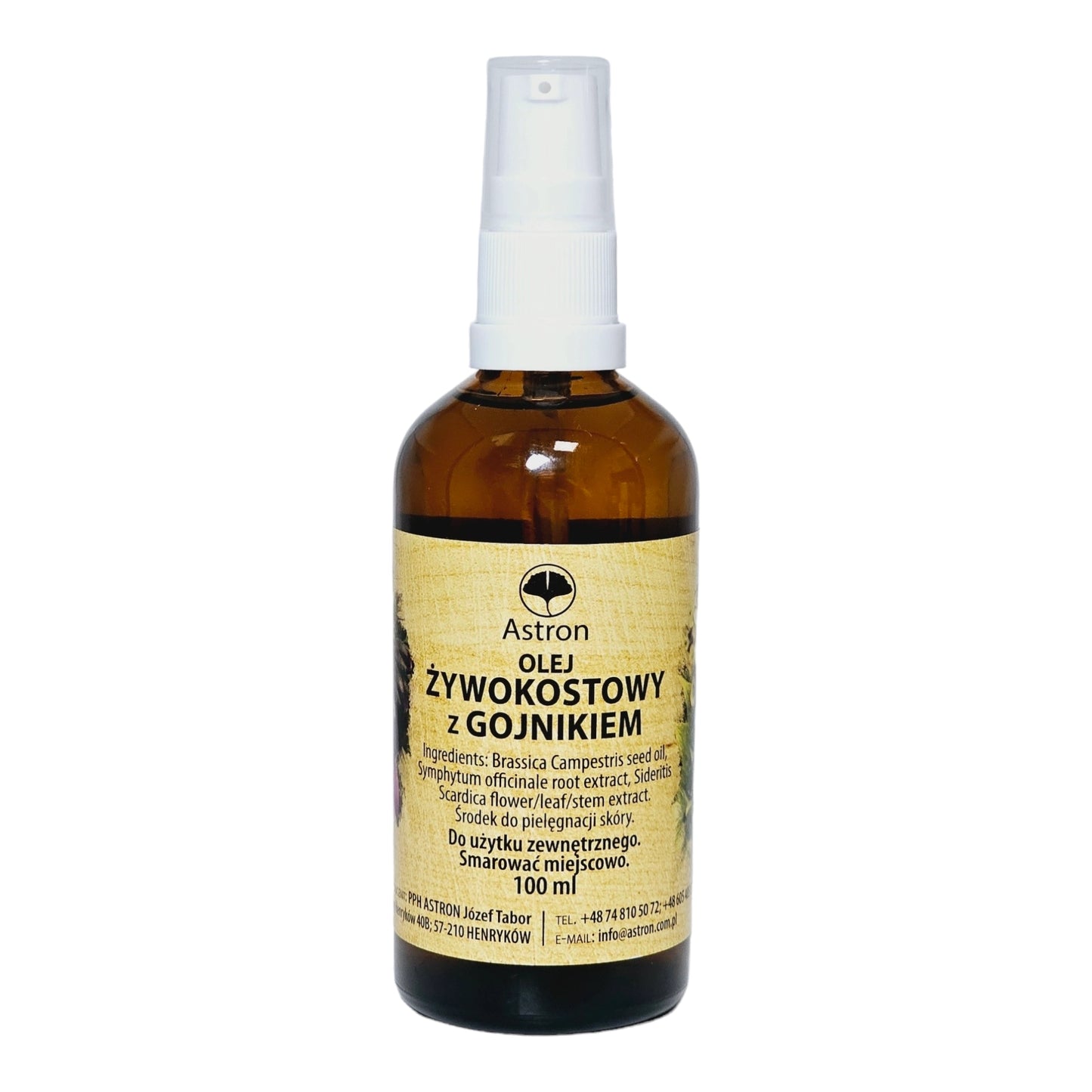 Astron Comfrey Oil with Sideritis 100 ml spray bottle for topical use