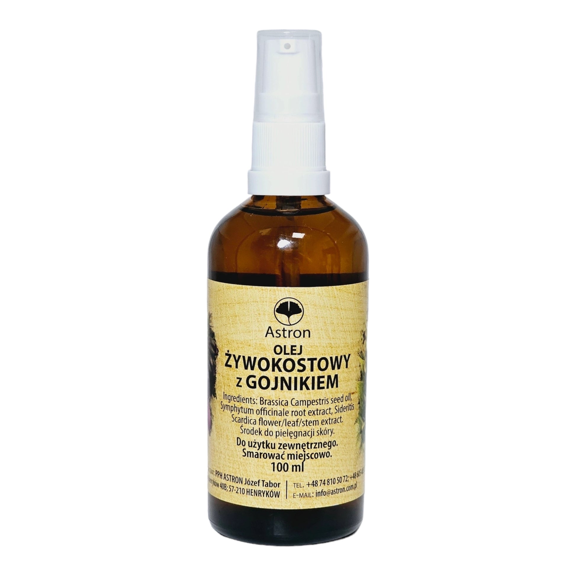 Astron Comfrey Oil with Sideritis 100 ml spray bottle for topical use