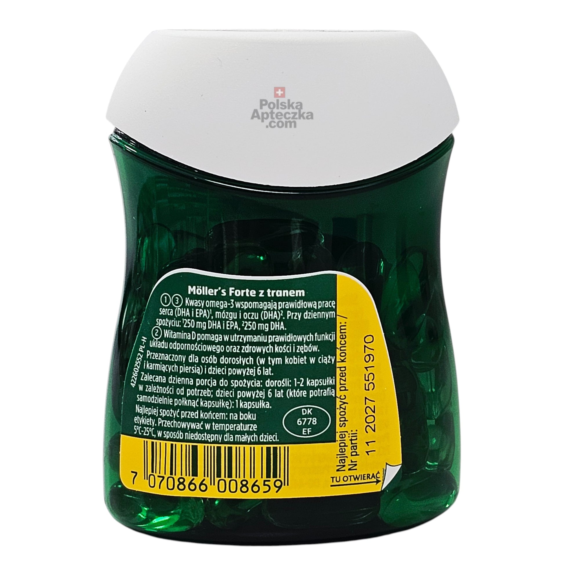 Back label of Moller’s Forte with usage and dosage