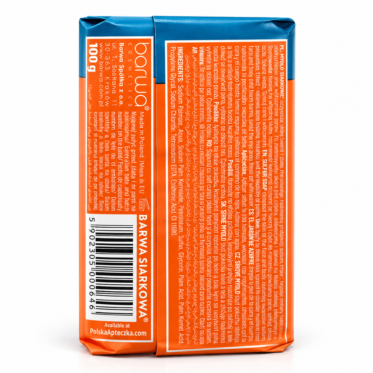 Barwa Siarkowa Sulfur Soap Anti Acne Care Sulphur Soap for Oily & Blemish-Prone Skin 100g Ingredients
