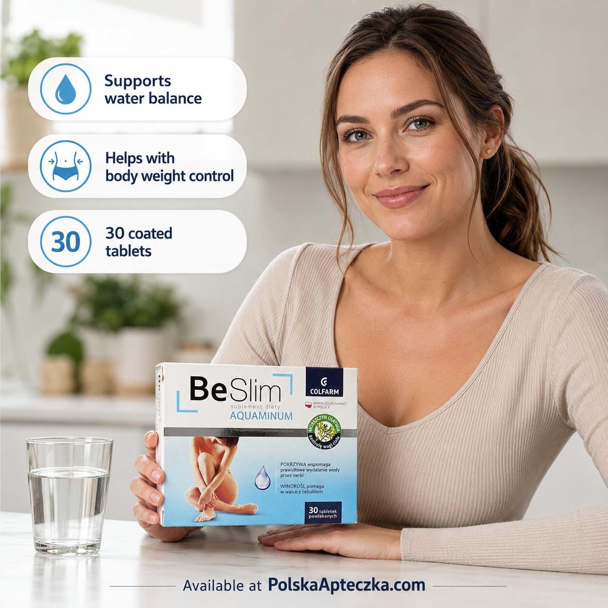 BeSlim Aquaminum 30 Tablets Water Balance Colfarm Polska Apteczka
