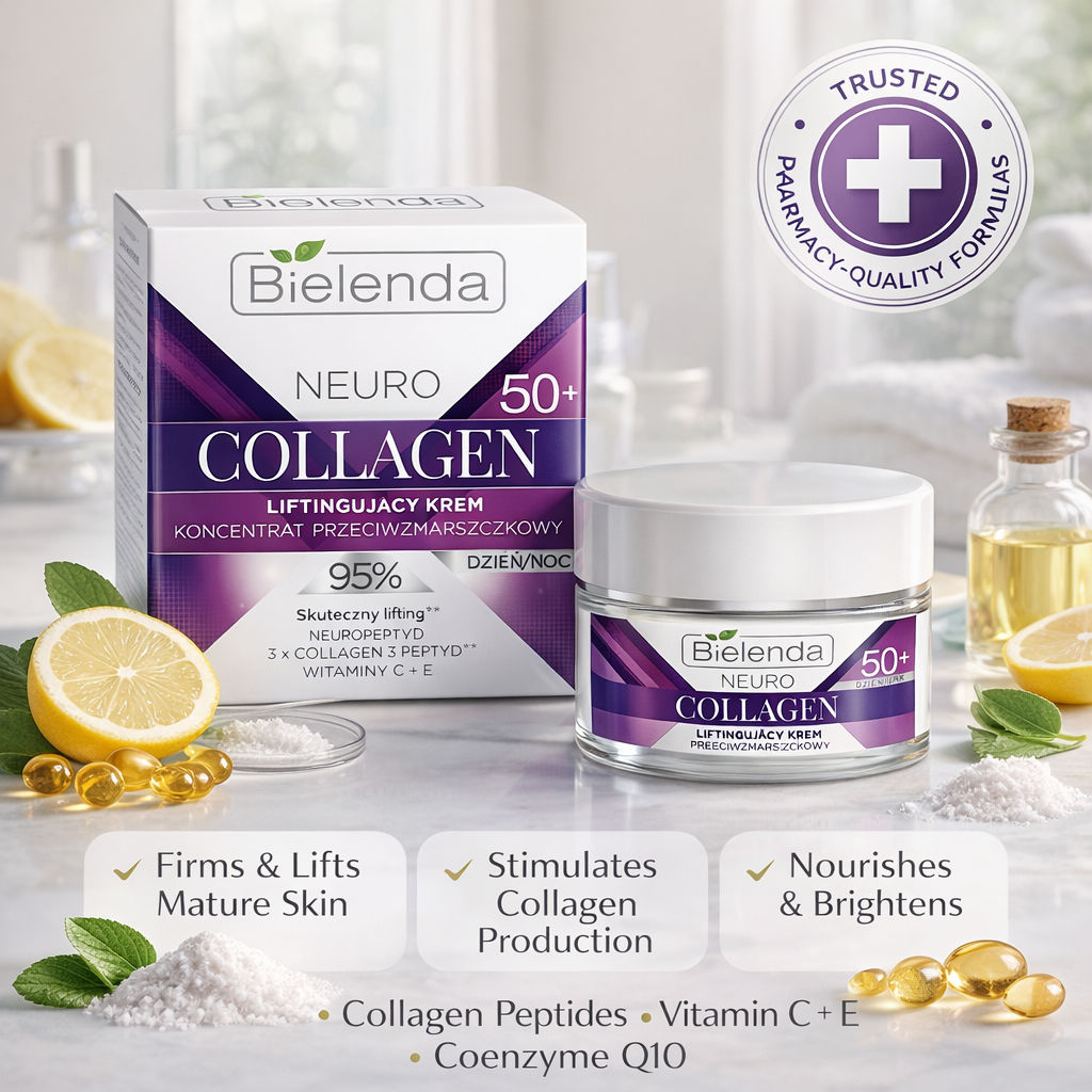 Bielenda Neuro Collagen 50+ Moisturizer Day/Night Cream with Peptides & Vitamins 50mL benefits Polska Apteczka