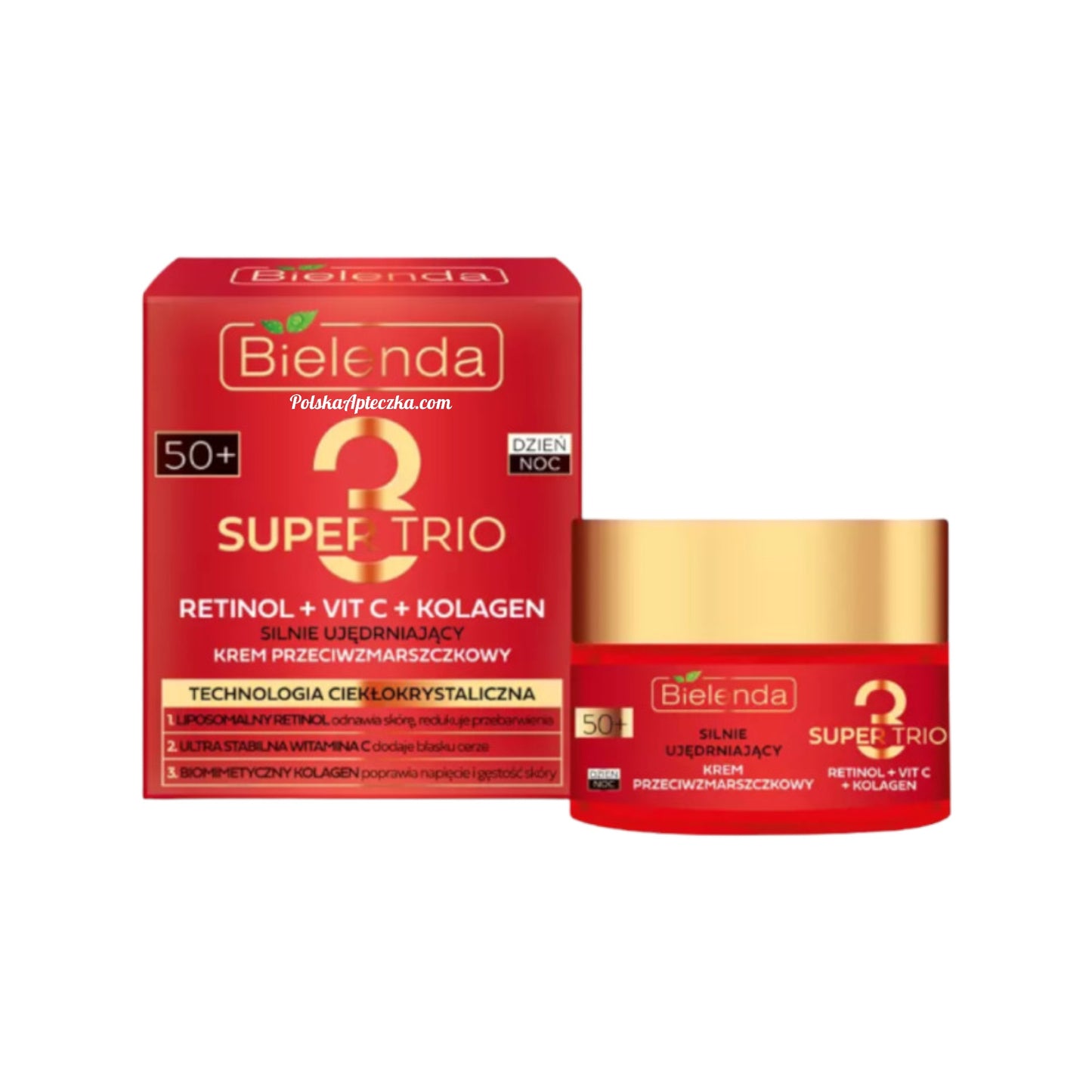 Bielenda, Super Trio Retinol + Vit. C + Kolagen 50+ Silnie ujędrniający krem przeciwzmarszczkowy na dzień i noc 50ml