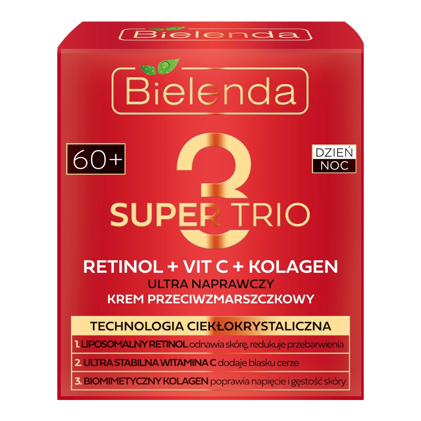 Bielenda, Super Trio Retinol + Vit. C + Kolagen 60+ Ultra naprawczy krem przeciwzmarszczkowy dzien i noc 50ml