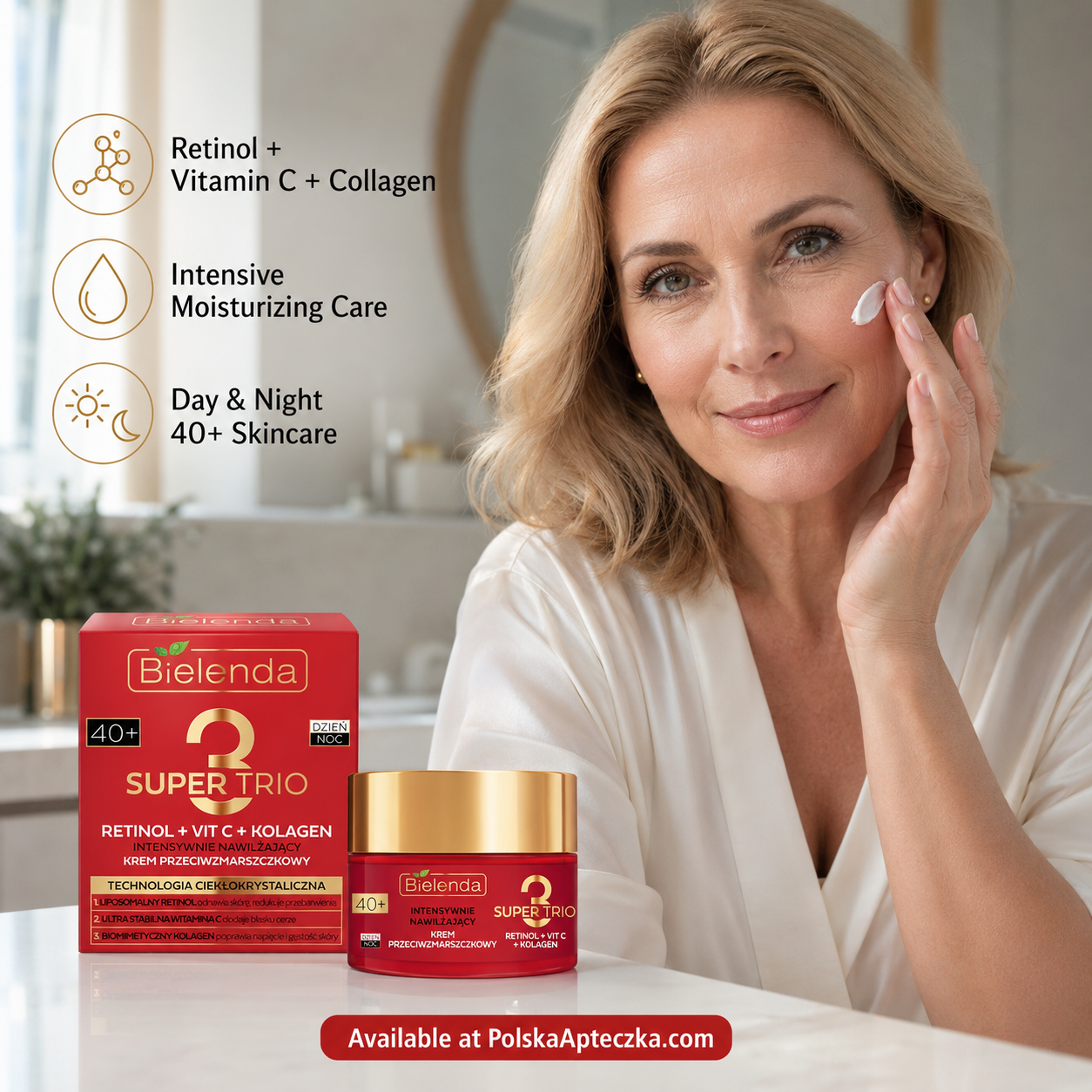 Bielenda Super Trio 40+ Retinol Vitamin C Collagen Cream 50ml Lifestyle