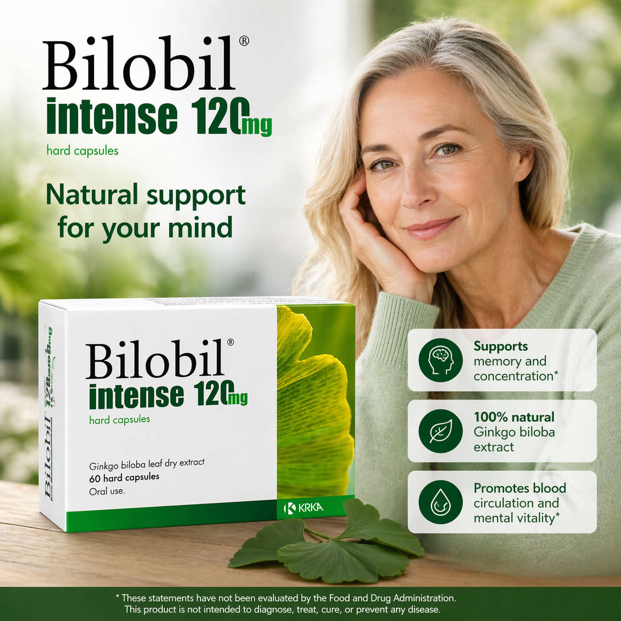 Bilobil Intense 120 mg ginkgo biloba capsules 60 count lifestyle