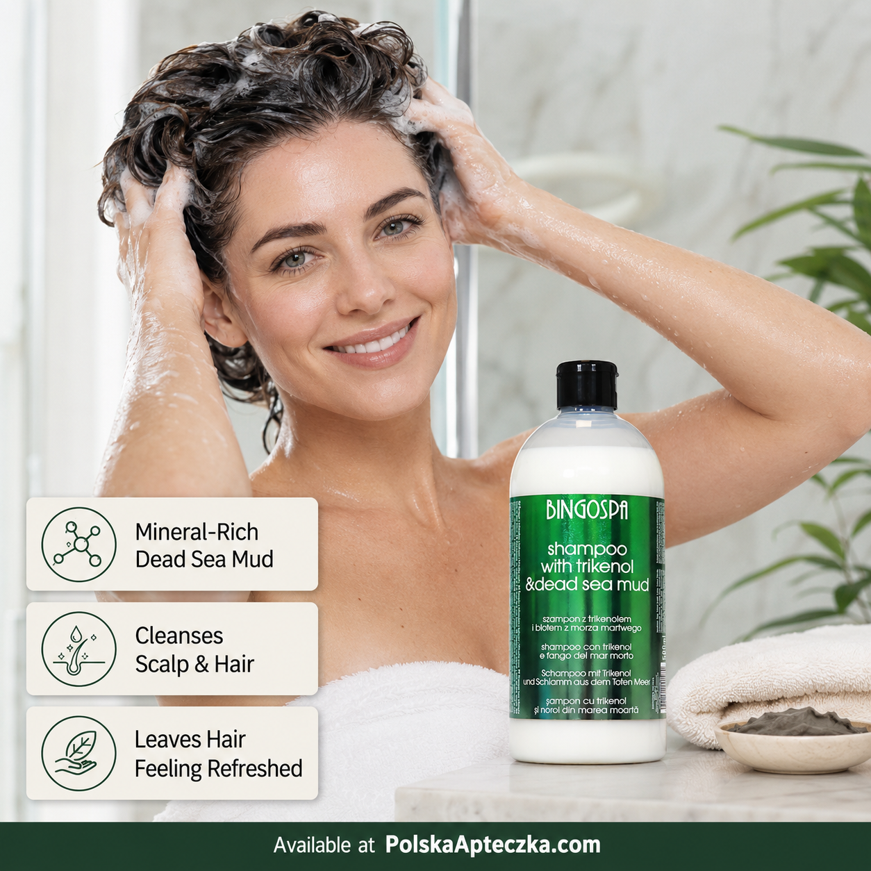 Bingospa Shampoo with Trikenol and Dead Sea Mud 500ml Lifestye