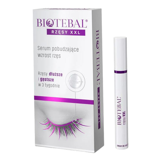 Biotebal Rzęsy XXL eyelash growth serum box and applicator for longer thicker lashes