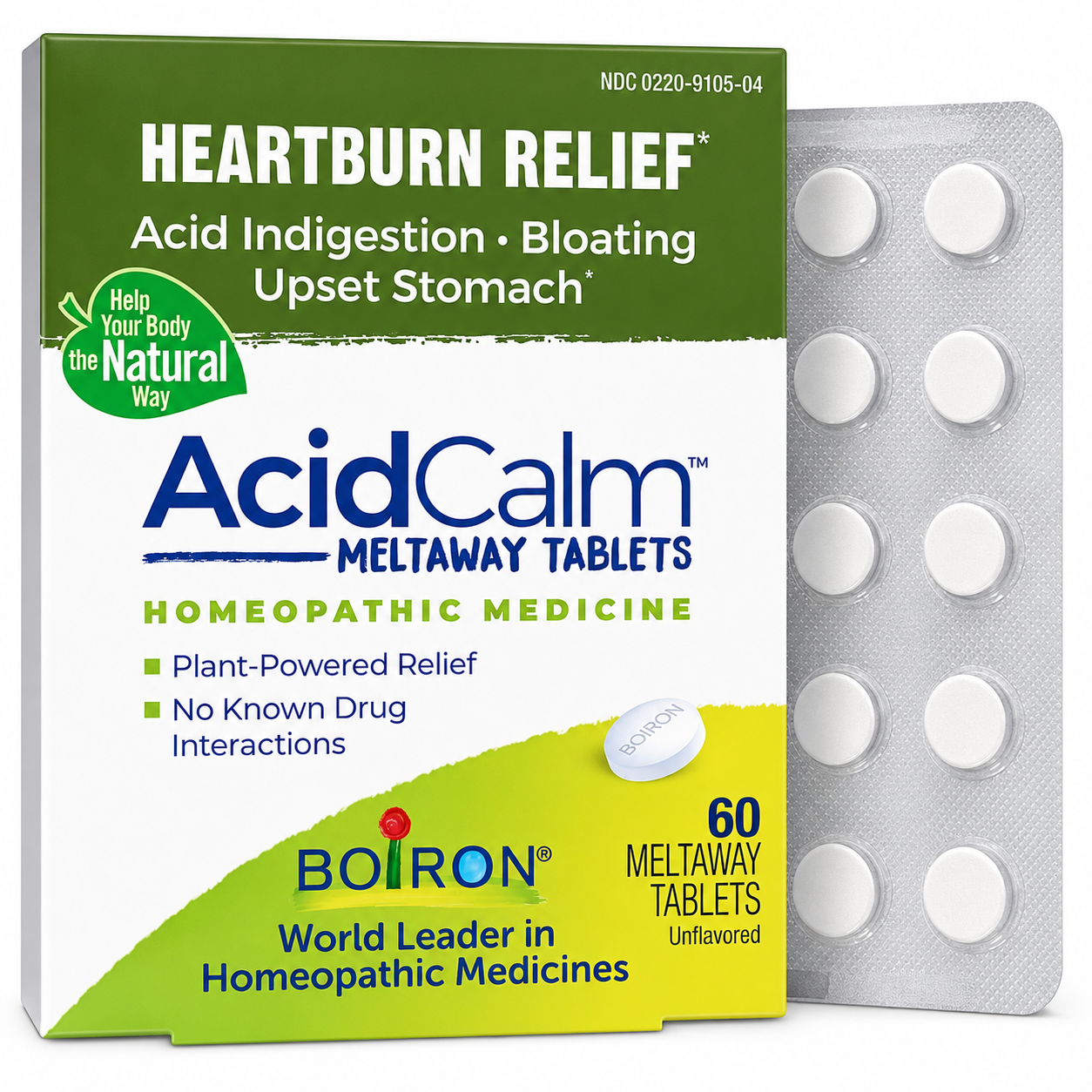 Boiron AcidCalm Heartburn Relief 60 Meltaway Tablets