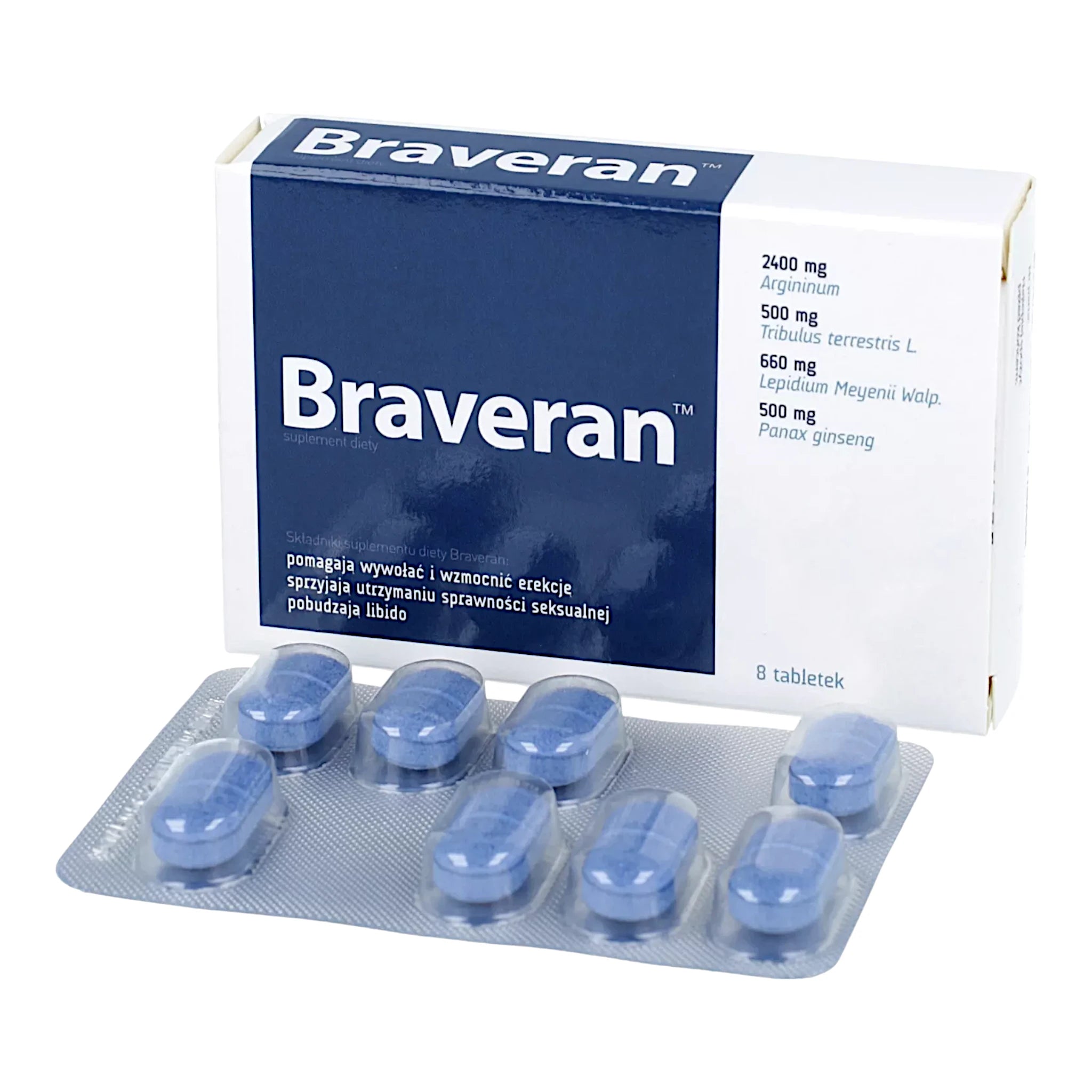 Braveran 8 tablets blister pack